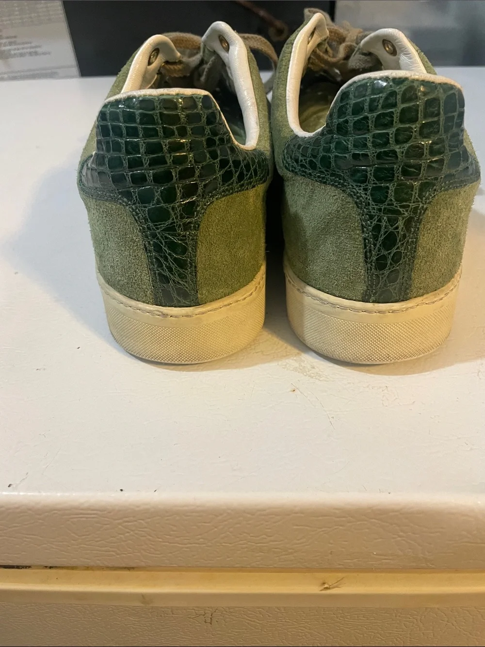 Gucci Green Suede Sneakers with Red & Black Web Stripe Gucci sz 7 fits US size 8